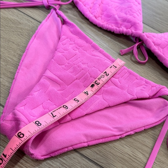 Nike Retro Flow Pink Logo Terry Cloth Bikini All Over Print Sz M Sporty Spellout - Picture 7 of 10